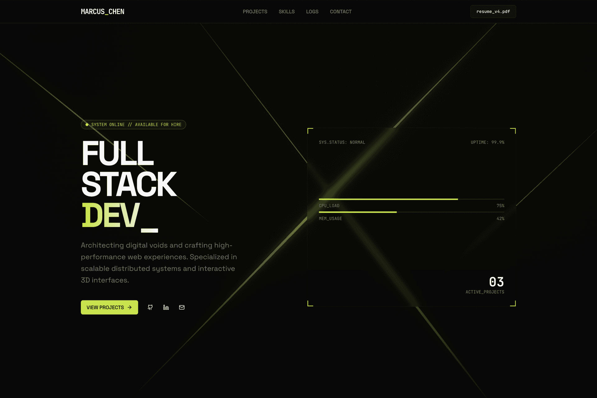 Preview of Devstarter developer portfolio template